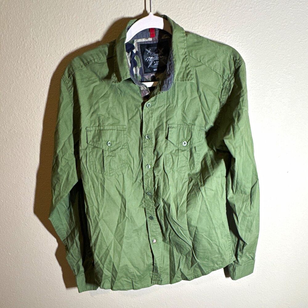 Drill NYC Men’s Work Shirt S Green Long Sleeve Button Front